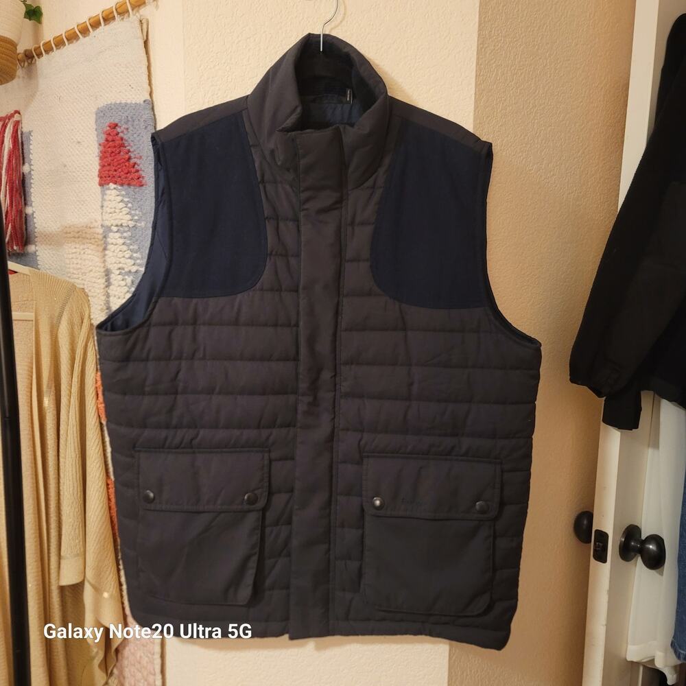 Barbour Bradford Gilet Vest in Navy/Gray, sz XXL